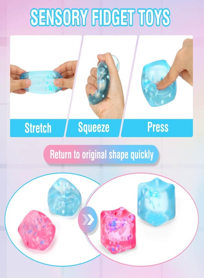 Gretex Fidget Toy for All Ages: 2 Pack Soft Sensory Fidget Ice Cube Stress Ball Squishy Cube Stress Relief Toys for Kids, Teens and Adults Party Favors, Birthday Gift for Kids Age 3+ - Image 3